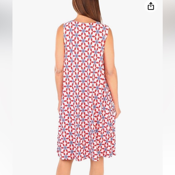 NWT! Allison Brittney Womens Americana Floral Sleeveless Swing Dress Size M - Picture 2 of 9